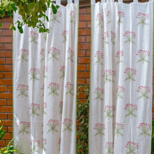 Shades of Spring Hand Block Print Curtains