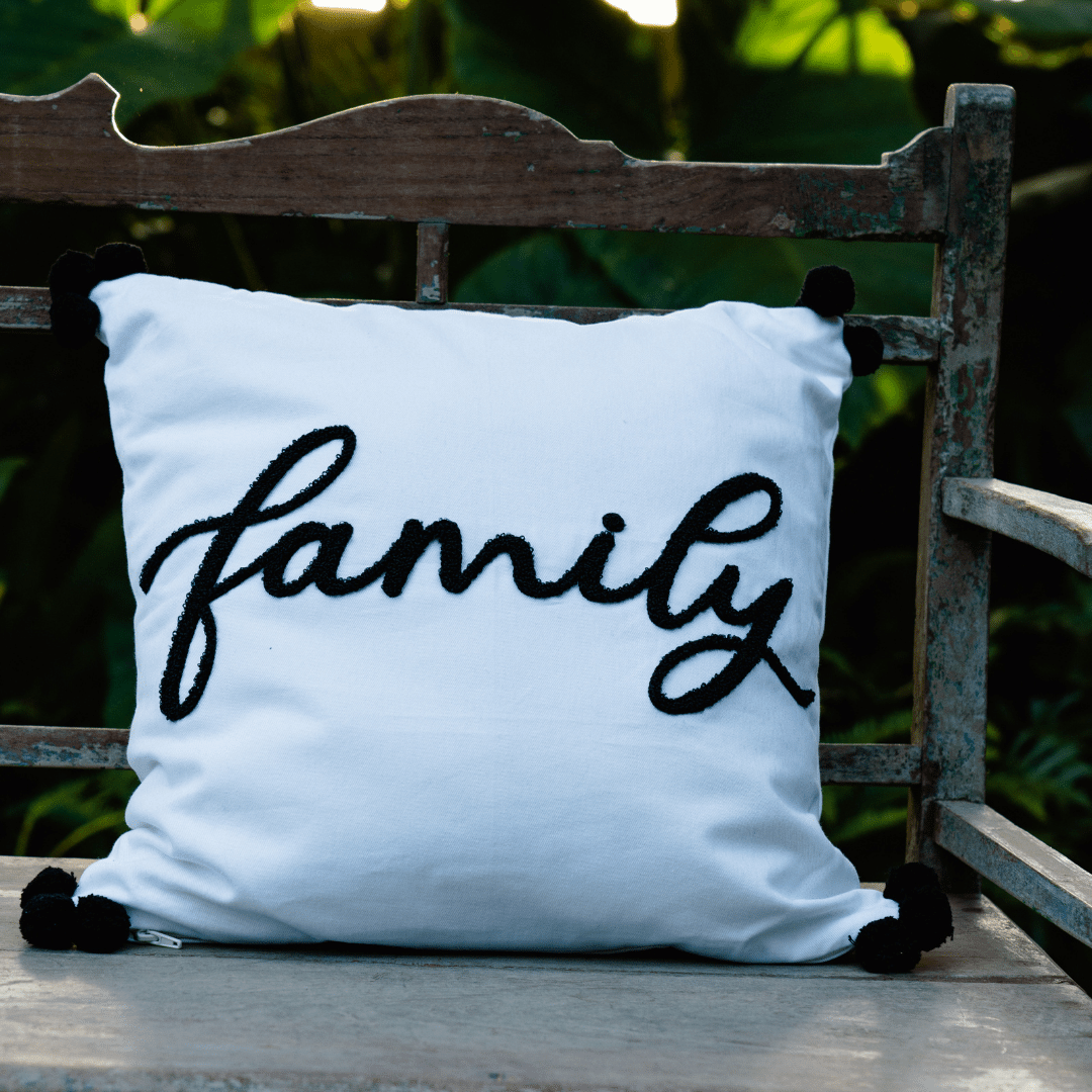 Family Embroidered Cushion Cover