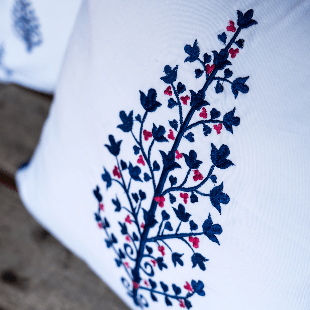 The Indigo Edit Embroidered Cushion Cover