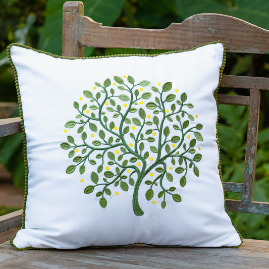 Tree of Life Embroidered Cushion Cover