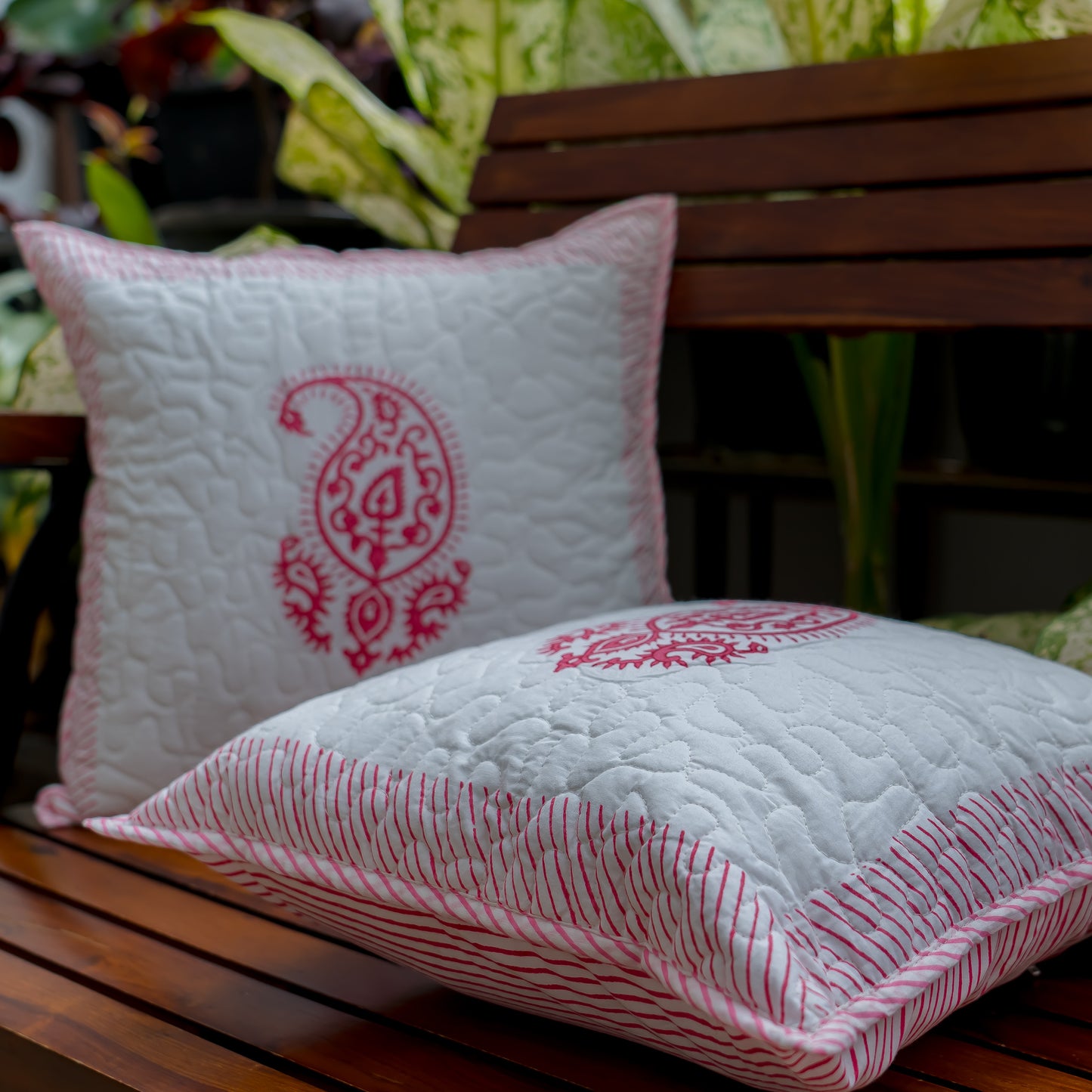 The Paisley Edit Quilted Hand Block Print Cushion Cover